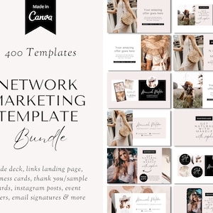 Netwerkmarketingbundel, MLM-canvasjablonen, MLM-bedrijfsplanner, netwerkmarketingplanner, MLM-berichten op sociale media, planner voor directe verkoop