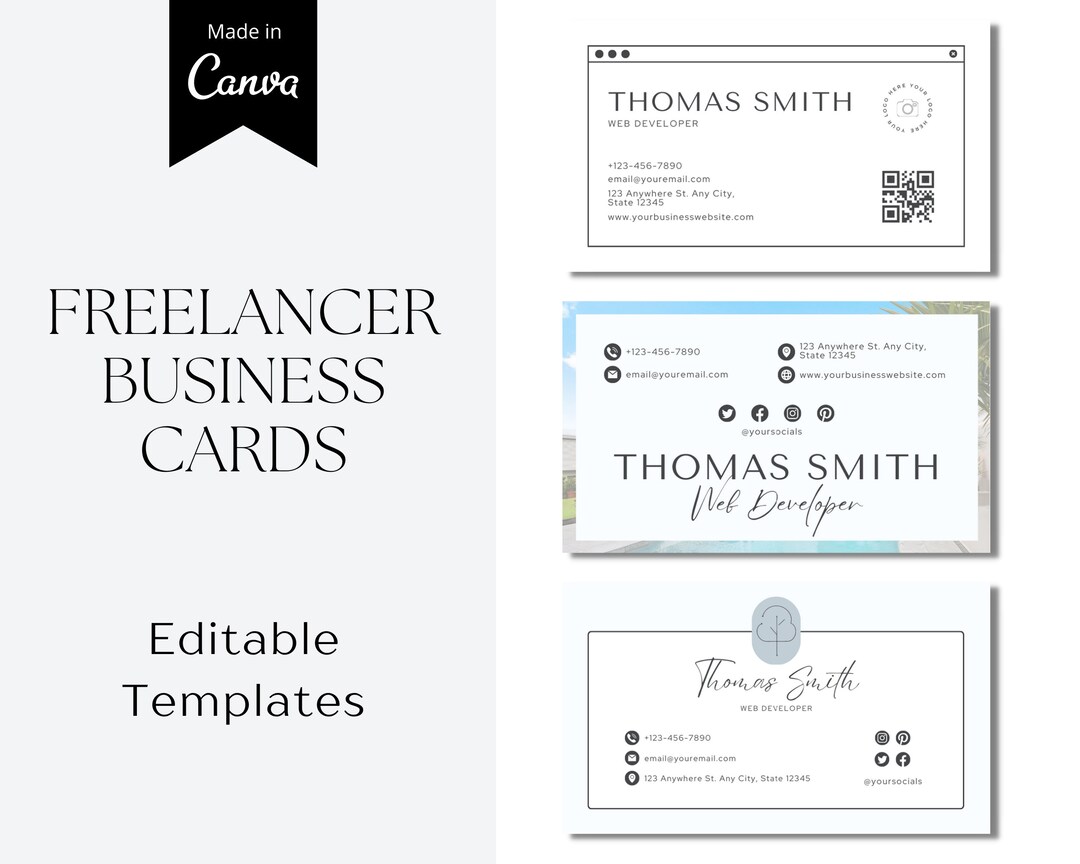Freelancer Business Cards, Business Cards Online Business, Canva