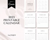 Printable Calendar 2023, Monthly Planner 2023, A4 Calendar, Monday & Sunday Start Calendar, Minimalist Calendar, Download, Digital PDF