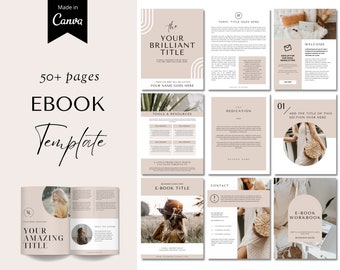 50+ Page Ebook Template Canva, Workbook Template, Lead Magnet for Course Creators, Coaches, Bloggers, Small Business Owners, Canva Ebook