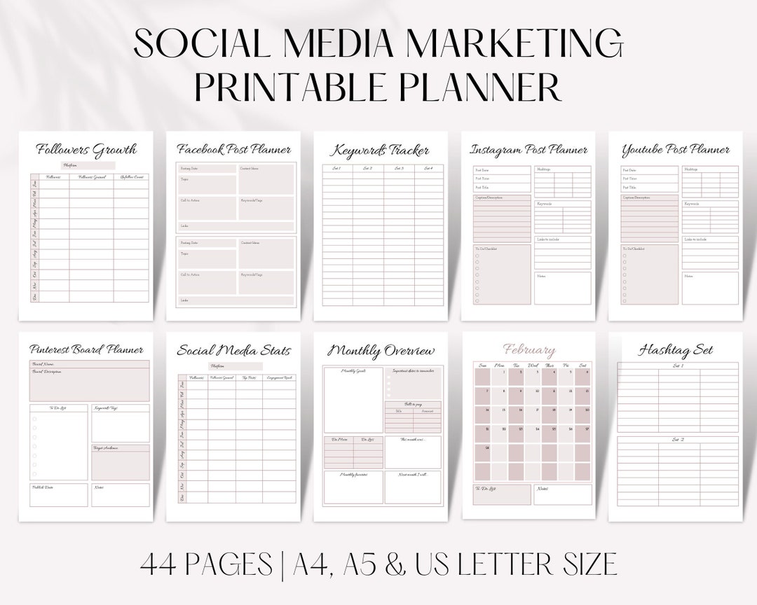 Social Media Planner Printable, Social Media Planner Instagram ...