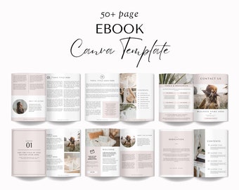 50+ Page Ebook Template Canva, Workbook Template, Lead Magnet for Course Creators, Coaches, Bloggers, Small Business Owners, Canva Ebook