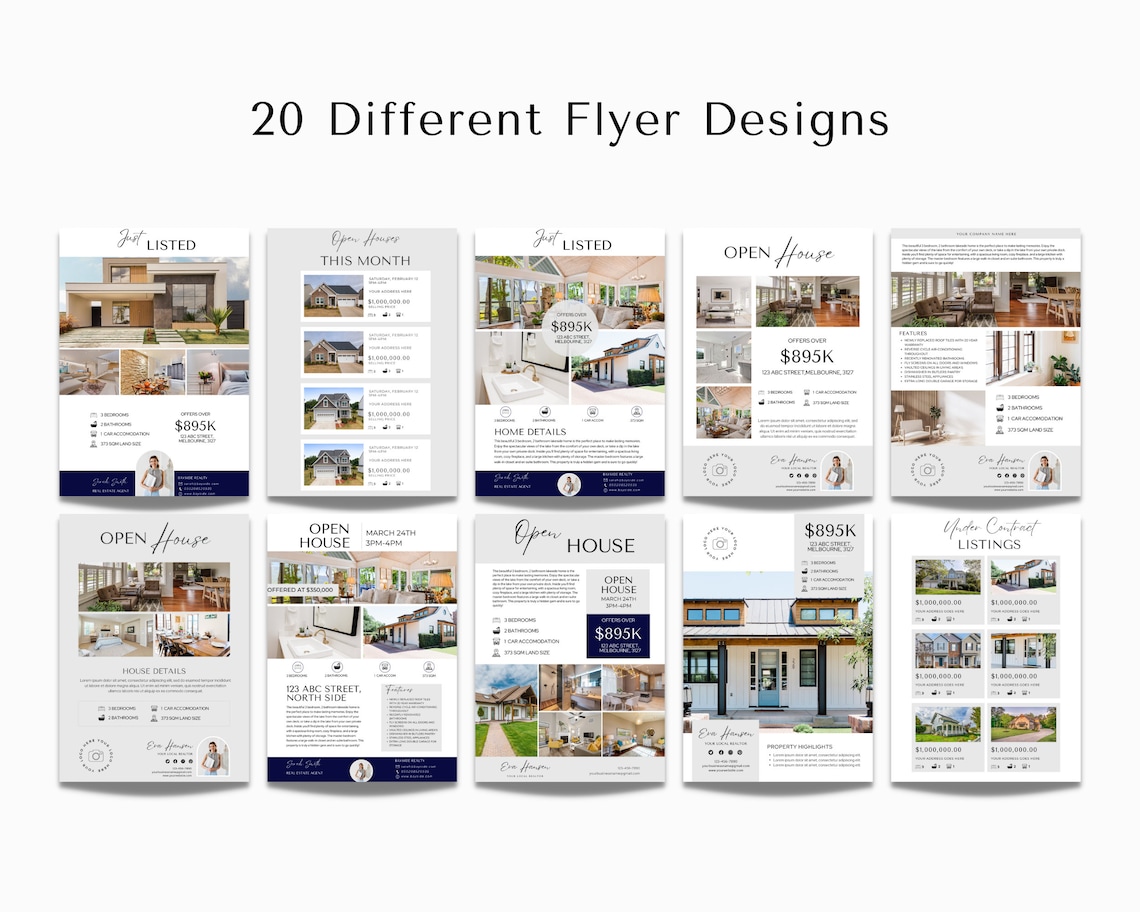 Realtor Flyer Editable Canva Template, Real Estate Flyer Bundle, Real ...