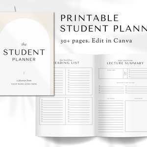 Druckbarer Planer für Studenten, druckbarer Planer, Planer für College-Studenten, Produktivitäts-Projektplaner, Studienplaner, Schulplaner