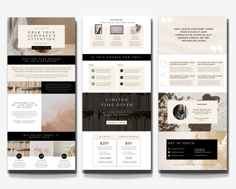 Canva Sales Page Template Canva site Template Course Etsy