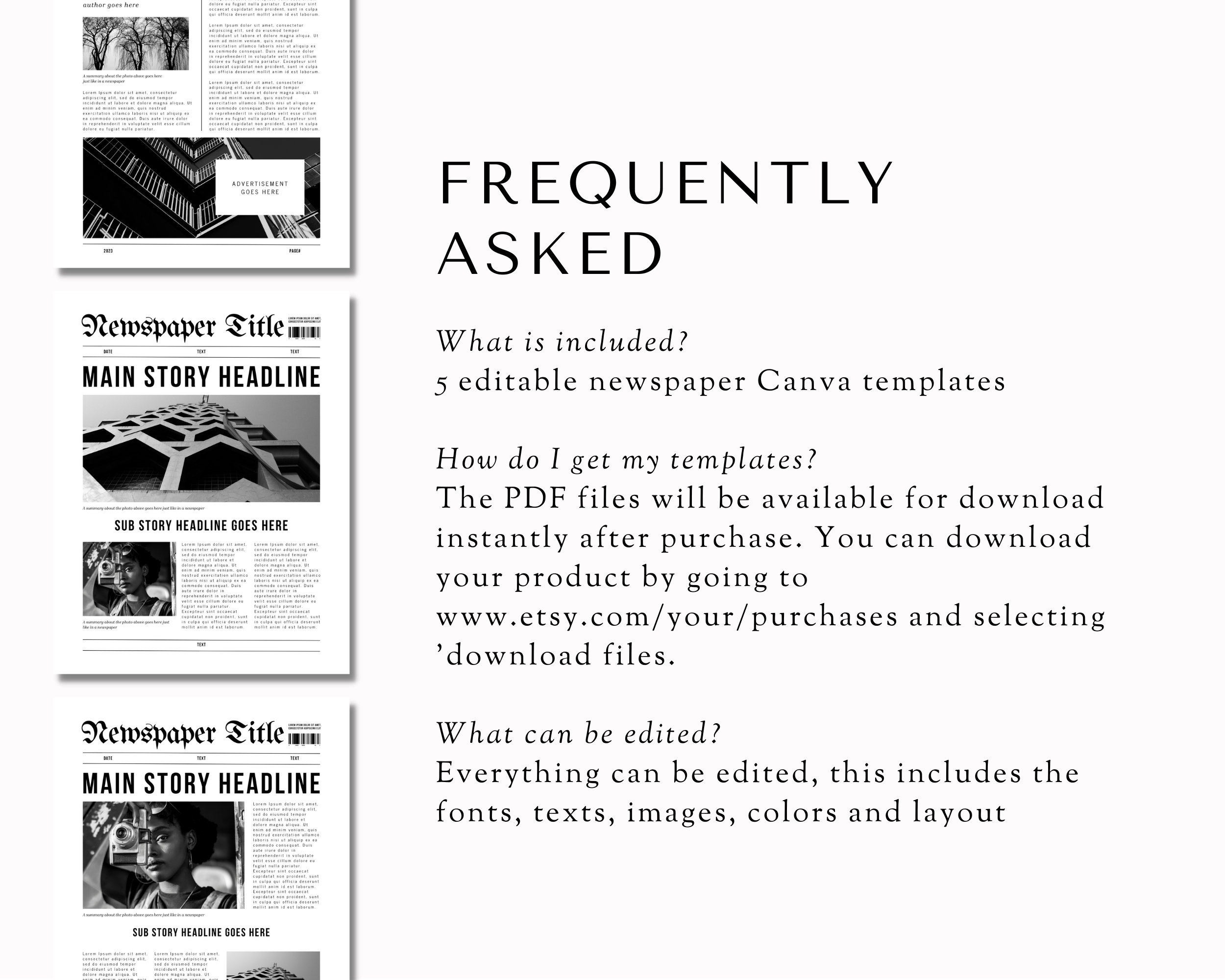 newspaper-canva-template-newspaper-printable-wedding-etsy