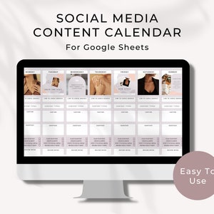 Social Media Planner Spreadsheet, Content Calendar, Instagram Planner, Monthly Content Planner, Social Media Tracker, Instagram Feed Planner