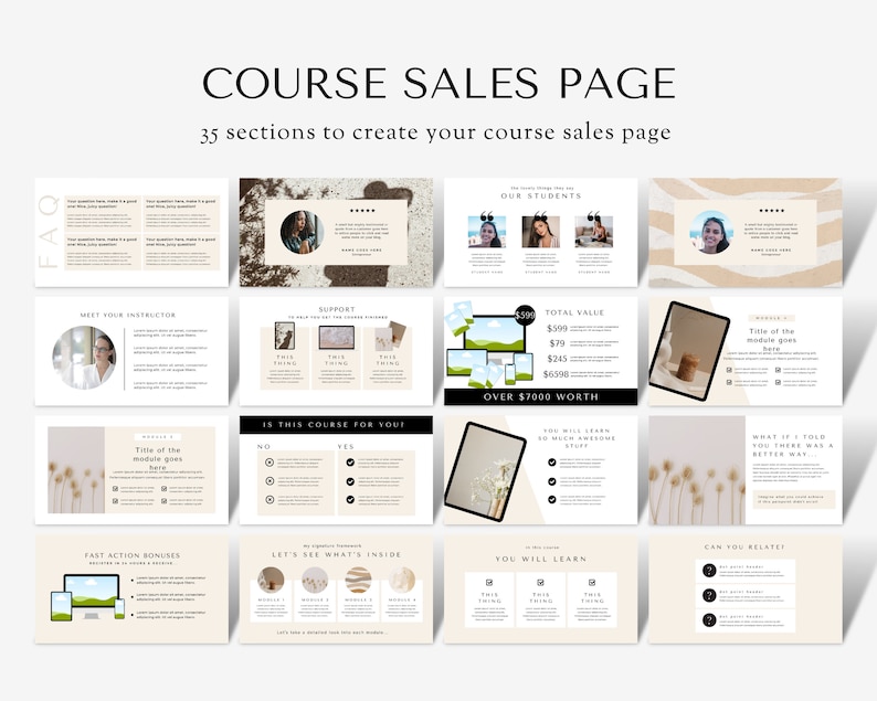 Canva Sales Page Template Canva site Template Course Etsy