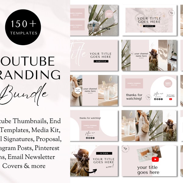 YouTube Branding Kit, YouTube Thumbnail, Editable YouTube Banners, Intros & Outro Templates, YouTube Canva Templates, Media Kit Template