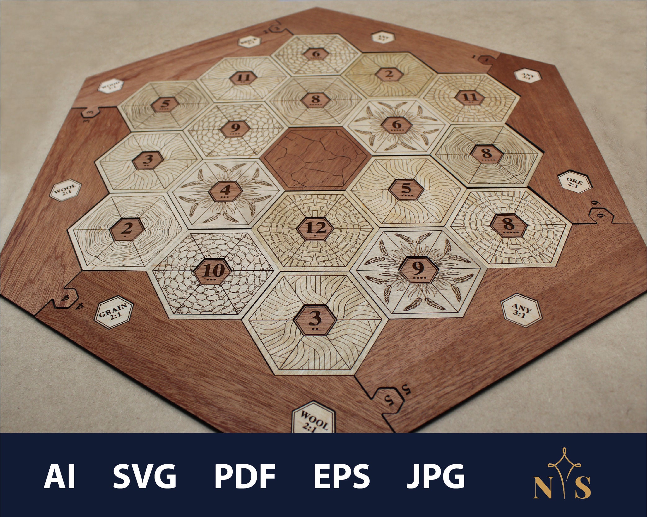 Settlers of Catan Game Board Digital File 3-4 Players cnc | Etsy