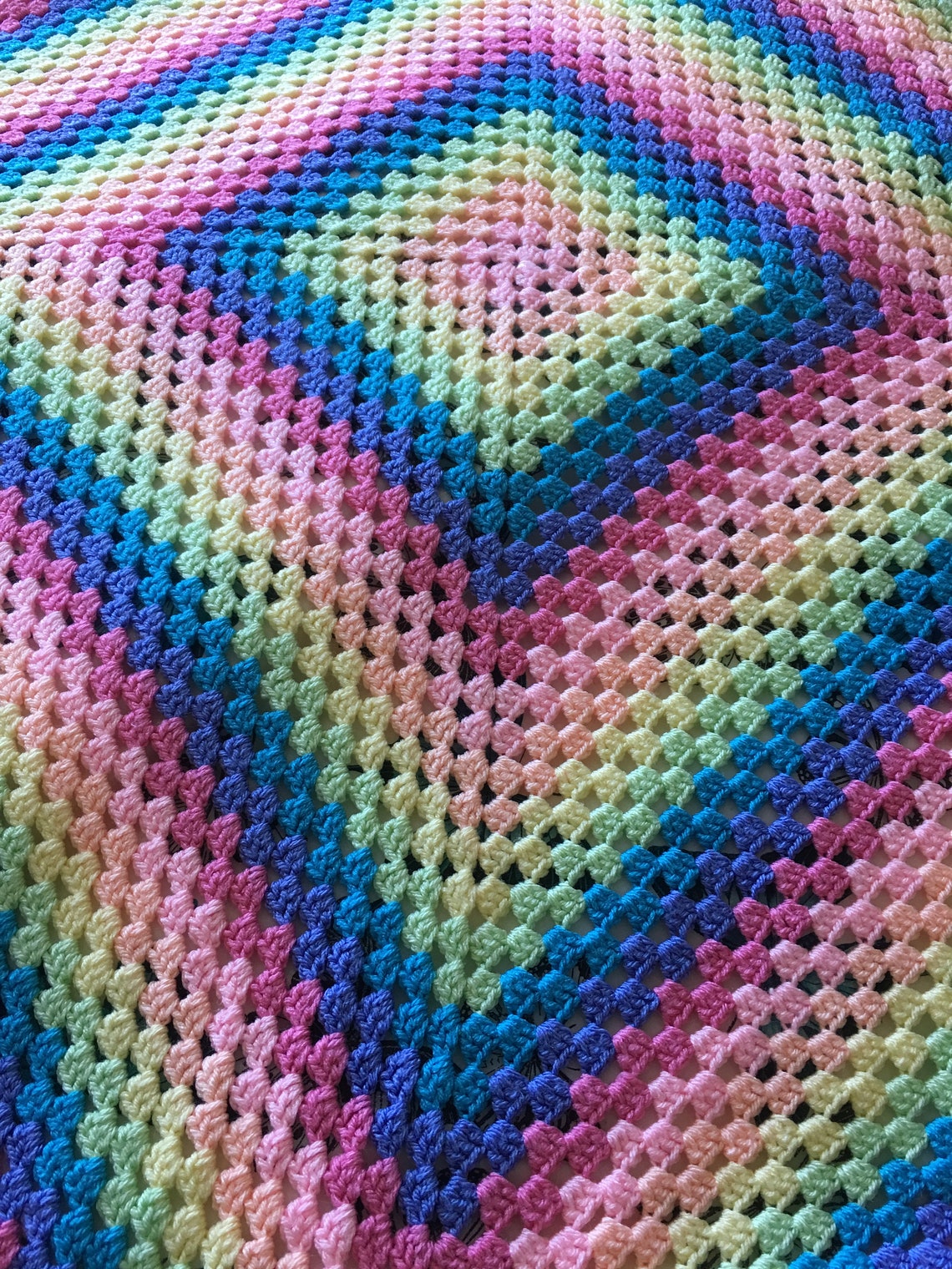 Crochet Rainbow & Unicorn Granny Square Baby Blanket Throw Etsy