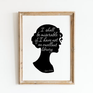 Jane Austen Quote / Pride and Prejudice Library Quote / Printable Art / Jane Austen Gift / Portrait Art Print / Pride and Prejudice Digital