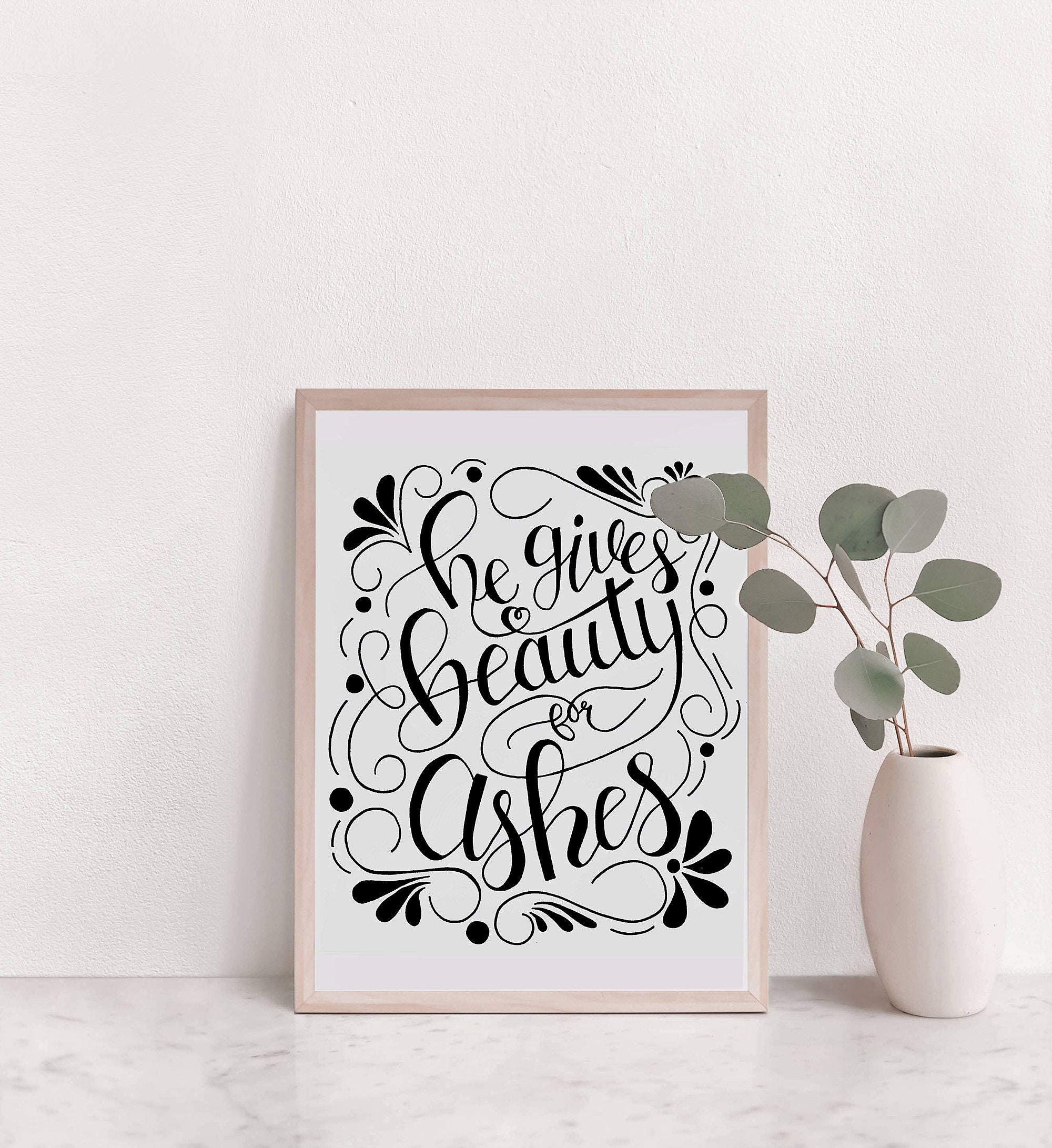 Beauty For Ashes Wall Art / Original Hand Lettering / 8x10 Etsy