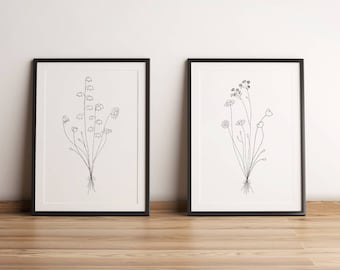 DIGITAL DOWNLOAD Minimalistic Art White Plant Digital Print Contemporary Art Flower Art Decor Modern Art Tropical Art Decor