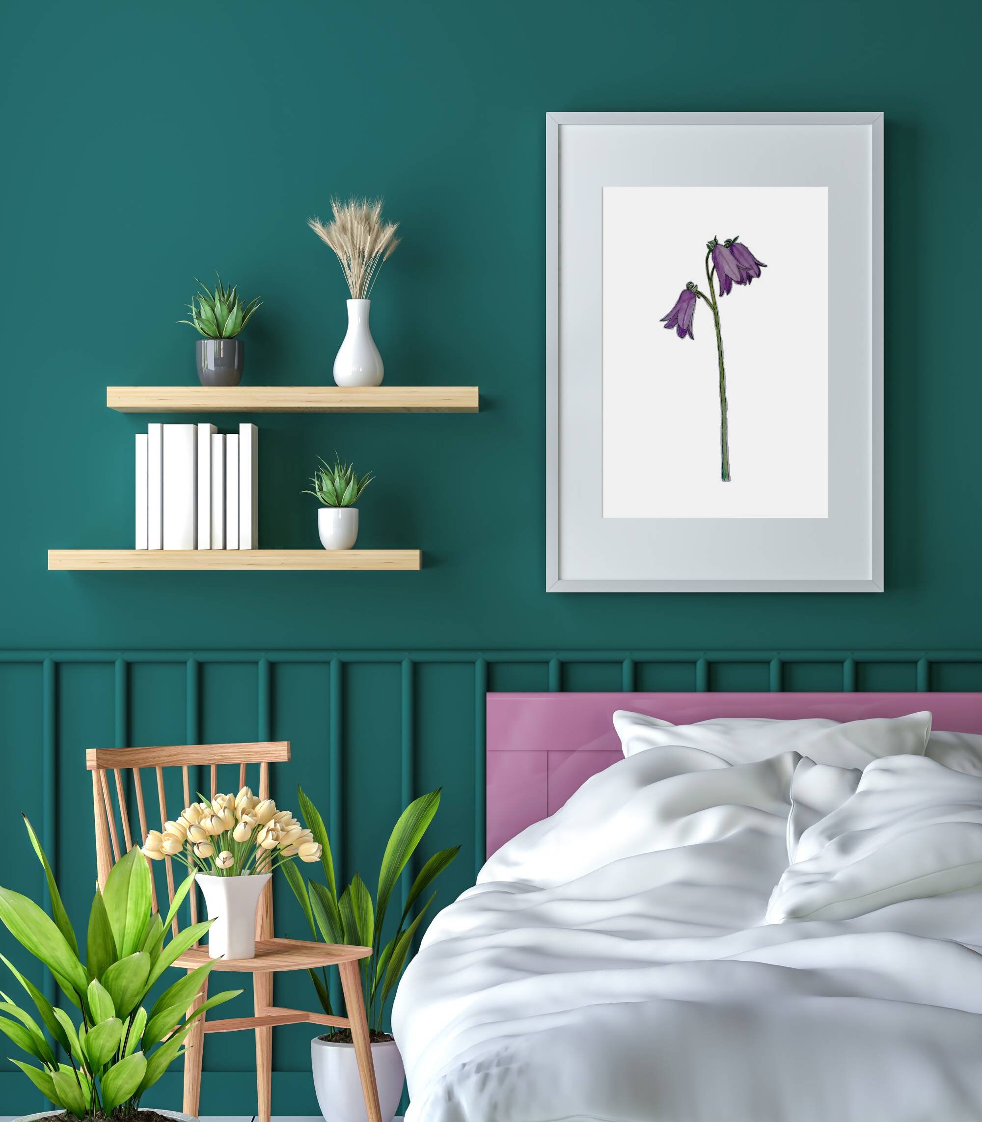 Purple Flower Wall Art / Floral Watercolor Prints / 8x10 Etsy