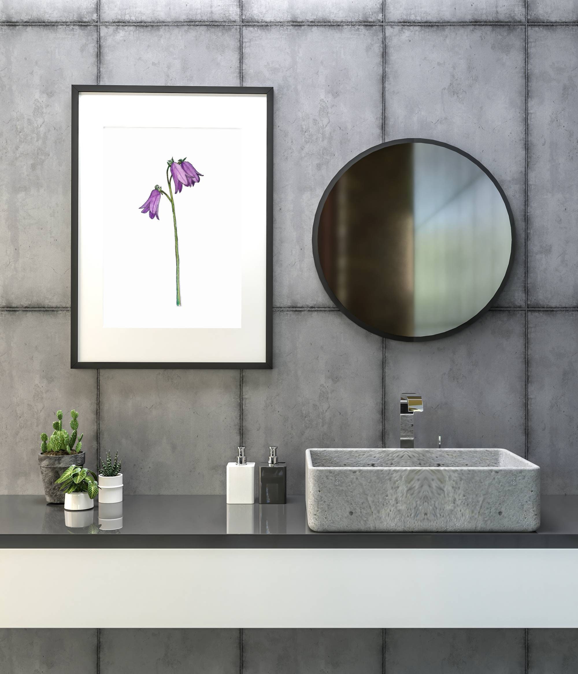 Purple Flower Wall Art / Floral Watercolor Prints / 8x10 Etsy