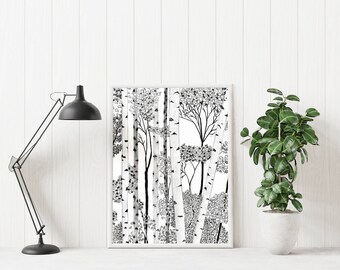 White Birch Tree Print / Birch Tree Print / Birch Tree Wall Art / Nature Artwork / Birch Tree Prints / Birch Forest Decor / Birch Wall Art
