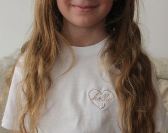 Personalized embroidered HEART children's tshirt 100% cotton