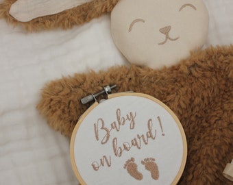 Tambourin annonce de grossesse, annonce naissance bébé. Cadeau maman, famille