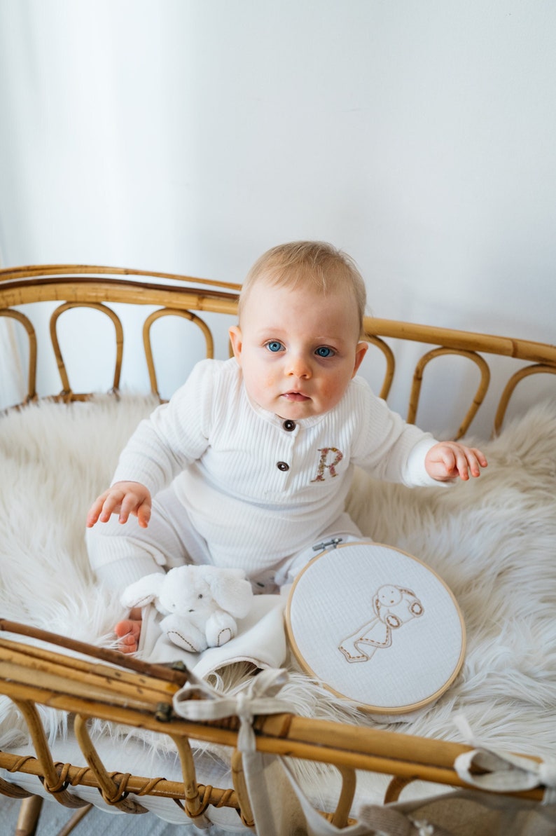 Tambourine DOUDOU decorative embroidered, birth, baby, newborn image 1