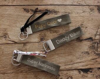 Custom embroidered KAKI keychain (ideal mom dad, mistress gift, atsem, grandpa grandpa!)