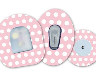 Pink Polka Dot Patch for Freestyle Libre, Dexcom G6, Omnipod, & Medtronic CGMs, Waterproof Diabetes Stickers