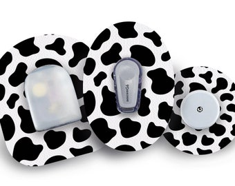 Cow Print Patch for Freestyle Libre, Dexcom G6, Omnipod, & Medtronic CGMs, Waterproof Diabetes Stickers