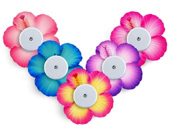 Süßes Hibiskus Patch Pack für Freestyle Libre, Dexcom G6, Omnipod, & Medtronik CGMs, wasserdichte Diabetes Aufkleber