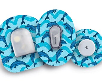 Delfin Aufnäher für Freestyle Libre, Dexcom G6, Omnipod, & Medtronik CGMs, wasserdichte Diabetes Aufkleber