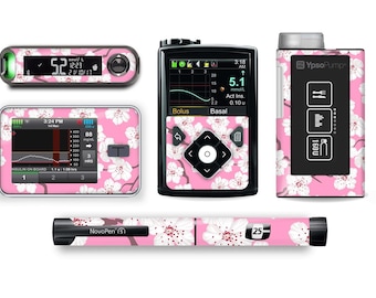 Rosa Blütenaufkleber für Diabetesgeräte