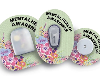 Mental Health Awareness Patch for Freestyle Libre, Dexcom G6, Omnipod, & Medtronic CGMs, Waterproof Diabetes Stickers