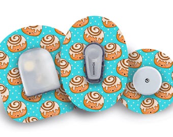 Cinnamon Bun Patch for Freestyle Libre, Dexcom G6, Omnipod, & Medtronic CGMs, Waterproof Diabetes Stickers