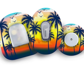 Palm Tree Patch for Freestyle Libre, Dexcom G6, Omnipod, & Medtronic CGMs, Waterproof Diabetes Stickers