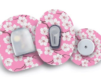 Pink Blossom Patch for Freestyle Libre, Dexcom G6, Omnipod, & Medtronic CGMs, Waterproof Diabetes Stickers