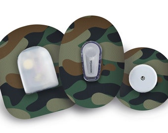 Parche de camuflaje de bosque para CGM Freestyle Libre, Dexcom G6, Omnipod y Medtronic, calcomanías impermeables para diabetes