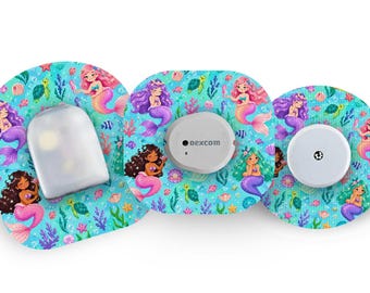 Mermaid Patch for Freestyle Libre, Dexcom G6, Omnipod, & Medtronic CGMs, Waterproof Diabetes Stickers