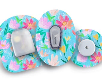 Vibrant Petals Patch for Freestyle Libre, Dexcom G6, Omnipod, & Medtronic CGMs, Waterproof Diabetes Stickers