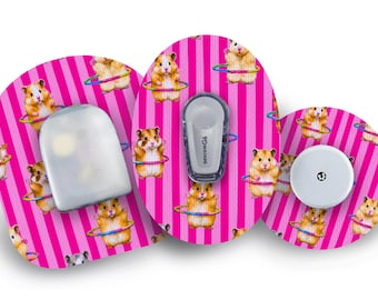 Hula Hamsters Pflaster für Freestyle Libre, Dexcom G6, Omnipod und Medtronic CGMs, wasserfeste Diabetes-Aufkleber