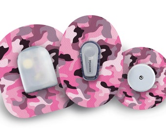 Parche de camuflaje rosa para CGM Freestyle Libre, Dexcom G6, Omnipod y Medtronic, calcomanías impermeables para diabetes
