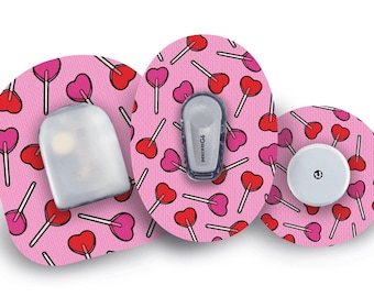 Candy Hearts Patch for Freestyle Libre, Dexcom G6, Omnipod, & Medtronic CGMs, Waterproof Diabetes Stickers