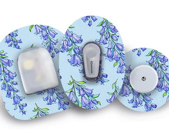 Bluebells Patch for Freestyle Libre, Dexcom G6, Omnipod, & Medtronic CGMs, Waterproof Diabetes Stickers