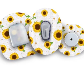 Sunflower Patch for Freestyle Libre, Dexcom G6, Omnipod, & Medtronic CGMs, Waterproof Diabetes Stickers