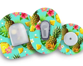 Pineapple Patch for Freestyle Libre, Dexcom G6, Omnipod, & Medtronic CGMs, Waterproof Diabetes Stickers