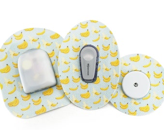 Totally Bananas Patch for Freestyle Libre, Dexcom G6, Omnipod, & Medtronic CGMs, Waterproof Diabetes Stickers