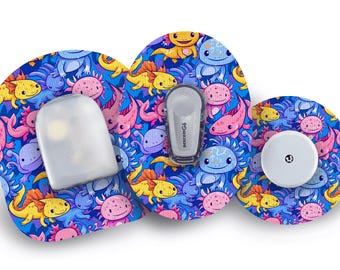 Axolotl Patch for Freestyle Libre, Dexcom G6, Omnipod, & Medtronic CGMs, Waterproof Diabetes Stickers