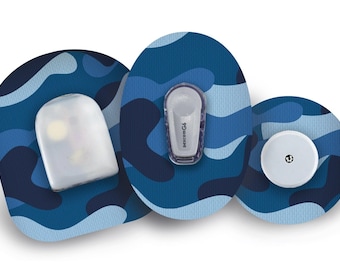 Parche de camuflaje azul para CGM Freestyle Libre, Dexcom G6, Omnipod y Medtronic, calcomanías impermeables para diabetes
