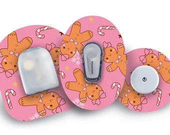 Gingerbread Patch for Freestyle Libre, Dexcom G6, Omnipod, & Medtronic CGMs, Waterproof Diabetes Stickers