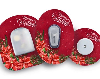 Merry Christmas Patch for Freestyle Libre, Dexcom G6, Omnipod, & Medtronic CGMs, Waterproof Diabetes Stickers
