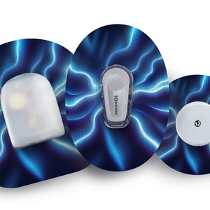 Parche azul eléctrico para CGM Freestyle Libre, Dexcom G6, Omnipod y Medtronic, pegatinas impermeables para diabetes
