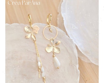 Boucles d’oreilles handmade - Fleurs & nacre